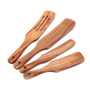 Ensemble de 5 spatules de cuisine en bois d'acacia antiadhésives et antidérapantes à long manche, outils de cuisson de haute qualité résistants à la chaleur, en promotion - Product Image 3