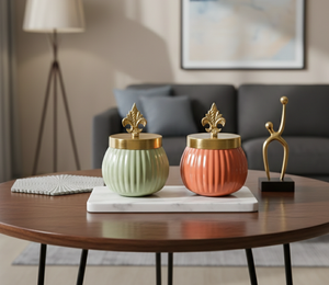 Juego de Recipientes Metálicos Coloridos con Tapa Dorada con Diseño de Flor de Lis – Recipientes Decorativos Aptos para Alimentos, Almacenamiento de Lujo para Cocina y Mesa, Venta al Por Mayor - Product Image 2