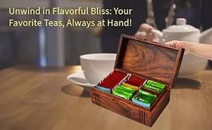 Caja Organizadora de Alimentos y Té de Madera de Mango - Contenedor de Madera para Bolsitas de Té, Café, Bocadillos, Azúcar, Edulcorantes - Product Image 6