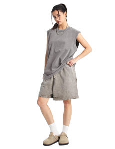 Camisetas sin mangas de algodón tejido personalizadas para hombre, transpirables, con lavado ácido, corte muscular, estilo urbano, estampado digital, 180g, para gimnasio, correr y entrenar. - Product Image 5