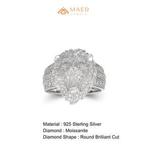 Bague de mariage et d'anniversaire de luxe pour homme, tête de tigre en moissanite argentée, style hip-hop - Product Image 6