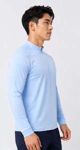 Camiseta Deportiva de Compresión de Manga Larga para Hombre, Corte Ajustado, con Cierre de 3/4, para Entrenamiento, Yoga, Personalizable - Product Image 2