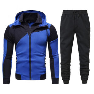 Premium Men's Royal Blue <b>Hooded</b> Tracksuit Slim Fit Full <b>Zip</b> Jacket Jogger Set OEM Factory Sportswear Direct Pakistan - Product Image 1