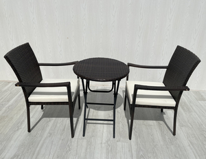 Ensemble bistrot moderne 3 pièces confortable en osier Table pliante 2 chaises pour chambre à coucher cuisine arrière-cour salon salle à manger - Product Image 2