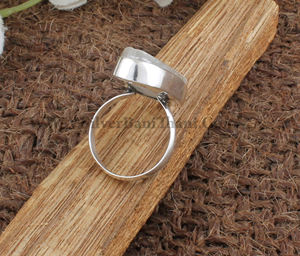 Bague ovale en sélénite naturelle blanche, plaquée argent sterling 925, pierre de spar satinée, classique pour femme, pour les soirées, équilibrage énergétique, vente en gros - Product Image 6