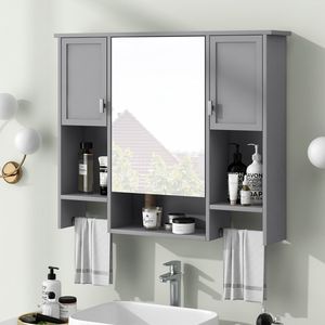 Mobiletto da Bagno Moderno 35 X 28 da Parete con Specchio, Armadietto Portamedicinali e Portasciugamani - Product Image 2
