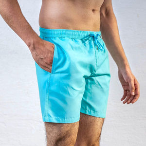 Shorts de bain sportifs personnalisés pour hommes, réactifs à la température, unis, décontractés, avec logo en maille tressée - Product Image 6