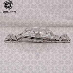 Montre de luxe Charm Jewells en acier inoxydable, boîtier rond de 38 mm, quartz analogique, lunette sertie de diamants, mode féminine - Product Image 3