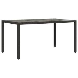 Table de jardin en polyrotin noir avec plateau en verre trempé et structure en acier thermolaqué, mobilier d'extérieur - Product Image 2