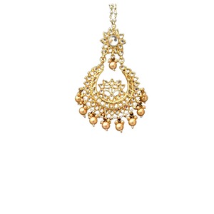 Indiian Ethnic Maang <b>Tikka</b> <b>Headpiece</b> for Women Traditional Bridal Jewelry Gold Finish Accessory for Wedding Party gold color - Product Image 2