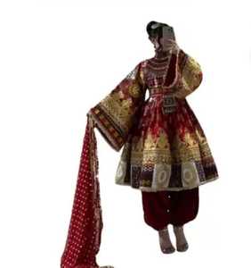 Robe culturelle afghane écologique pour femmes, manches longues, longueur genou, avec dentelle à la taille naturelle et broderie tribale authentique - Product Image 4