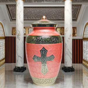 Urne funéraire en aluminium rose argenté de 10 pouces, style européen et américain, écologique, durable, capacité de 220 pouces cubes - Product Image 1