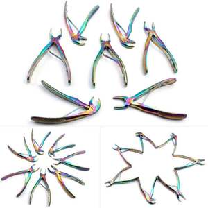 Pinces à extensions de cheveux professionnelles en acier inoxydable de qualité chirurgicale, écologiques, arc-en-ciel, par Grip Surgical - Product Image 1