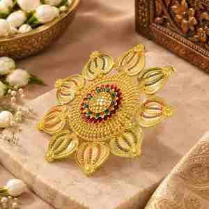 Wholesale 14K/18K/24K Micron Gold Plated Brass Wedding Bridal African Fashion Flower Design <b>Finger</b> <b>Rings</b> - Product Image 2