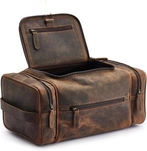 Genuine Leather Toiletry Bag <b>Mens</b> Dopp <b>Kit</b> <b>Shaving</b> Wash Bag Travel Grooming <b>Kit</b> Organizer Wholesale High Qual TYG-0132 - Product Image 1
