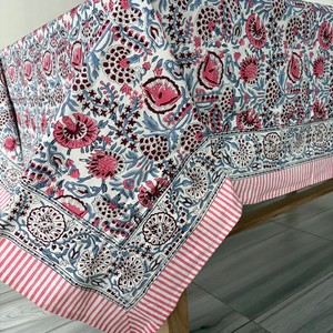 Hot Sales 100% Cotton Magic Blue <b>Rectangle</b> <b>Tablecloth</b> Handmade Block Print Dinning Stain Wrinkle Resistant for Outdoor Summer - Product Image 1
