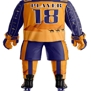 ELEGANT CORPORATION Conjunto de Uniforme de Hockey para Hombre, Diseño Egipcio Naranja y Azul, Impresión por Transferencia de Calor, Transpirable, 100% Poliéster, Adulto - Product Image 2