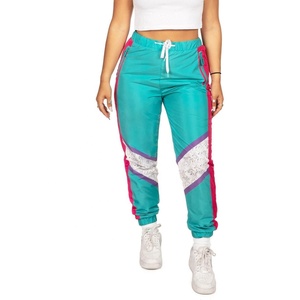 Women's Retro Color Block Side Zipper Stripe With Back Pocket Pants Nylon Fabric with Zipper Detail Men's Pants & <b>Trousers</b> - Product Image 3
