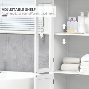 Mobiletto da Bagno Moderno con 2 Armadietti, Ante in Vetro Temperato, Ripiani Regolabili, Mobiletto Portabiancheria Indipendente - Product Image 5