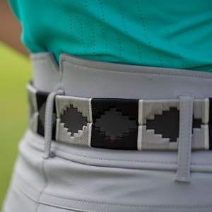 Ceinture Polo - Pampa Cross - Bleu marine/bleu clair - Ceintures de sport personnalisées en cuir pleine fleur pour garçons - Cuir véritable gaufré - Équitation - Product Image 2