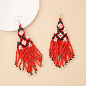 Pendientes de Navidad Personalizados con Cuentas Bordadas, Patrones de Cuentas, Accesorios Decorativos Navideños a la Moda - Product Image 5