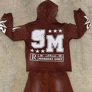 Latest Arrival High Quality Winter Printed Rhinestone Distressed Patchwork Embroidery Tracksuits for Men and Women - Product Image 6