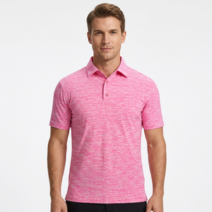 Polo de Manga Corta de Punto Rosa para Hombre, Diseño Casual de Color Sólido con Botones, Corte Regular - Product Image 5
