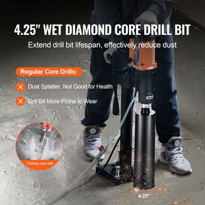 Punta diamantata a umido da 4,25 pollici per muratura, profondità di foratura 14 pollici, con lama a disco diamantata da 1 1/4 pollici per carotaggio cemento - Product Image 2
