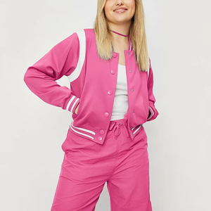 <b>Women</b> Solid Knitted Puffer Jacket Regular Baseball Winter Fleece Quick Dry Kid Suede Zipper Closure Polyester/Nylon Stand <b>Collar</b> - Product Image 3