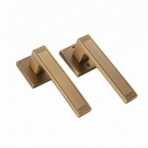 Manija de puerta antigua de 6 pulgadas para el hogar, diseño de cuerda retorcida de cerámica y metal pesado de primera calidad / Vintage / Acabado en oro antiguo étnico - Product Image 3