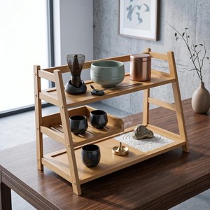 Wooden Three Tier <b>Storage</b> <b>Rack</b> For <b>Kitchen</b> Countertop Tableware Organization Rustic Style Standing Type Durable Countertop table - Product Image 6