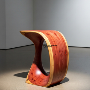 Abstract Curved Wood End Table – Premium Solid Wood Accent Furniture - Product Image 3