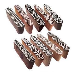 Sellos de madera de henna artesanales tradicionales, modernos y a la moda, con forma irregular, grabado de corte profundo, varios tamaños, ecológicos, 10 unidades - Product Image 1