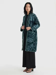 Chaqueta Larga de Terciopelo y Algodón Bordada de Primera Calidad, Diseño Floral Colorido, Estilo Bohemio, Manga Larga, Ropa de Abrigo para Invierno - Product Image 2