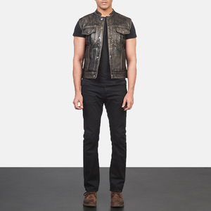 Gilet en cuir pour homme, durable et polyvalent, ajustement réglable, respirant et confortable, fabriqué avec des matériaux de haute qualité, gilets en cuir élégants pour homme. - Product Image 2