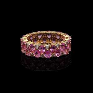 Bague Éternité Art Déco en Zircon Saphir Rose Certifié IGI, Coupe Poire, Argent Sterling 925 Plaqué Or 18K, pour Mariage et Fiançailles - Product Image 6