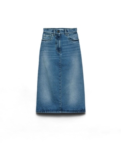 Jupe en jean mi-longue personnalisable à fente avant pour femme, en coton respirant de haute qualité, vêtement féminin tendance - Product Image 5