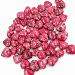 Cœur en cristal de thulite naturel gravé, poli à la main, pierre précieuse rose, méditation, Reiki, chakra, énergie, amour spirituel - Product Image 1