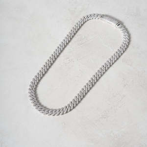 Collar de Cadena Cubana de Plata de Ley 925 con Moissanita, Corte Brillante Redondo, Joyería Hip Hop para Fiestas y Bodas - Product Image 5
