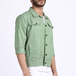 Men's Green Cotton Shirt Jacket Casual Turn-<b>down</b> Collar Single Breasted Button Closure Regular Fit Spring Wear - Product Image 4