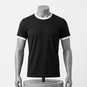 T-shirt pour homme en coton peigné léger et respirant, col rond, manches courtes, couleur unie, design uni, prix de gros - Product Image 4