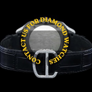 Reloj de Pulsera de Cuarzo de Alta Calidad para Uso Diario con Diamantes Moissanite, Esfera Negra con Números Romanos, Correa de Cuero, Disponible en Stock, para Hombre - Product Image 2
