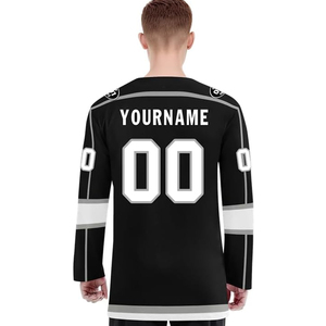 เสื้อฮอกกี้น้ำแข็งแบบตาข่ายคอวีสั่งทำ OEM ขายส่งจากผู้ผลิตในสหรัฐอเมริกา ชุดยูนิฟอร์มฮอกกี้ทีมแบบสั่งทำพิเศษ พิมพ์ลายแบบ Sublimation ปักลาย - Product Image 6