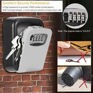 Outdoor Waterproof Wall-Mounted Storage <b>Lock</b> <b>Box</b> with 4-Digit Combination Resettable Codes Key <b>Lock</b> Furniture Accessory - Product Image 5