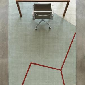 Alfombra de Lana Anudada a Mano, Diseño Floral Clásico de Lujo, Color Verde Salvia, Diseño de Bloques de Color, Pelo Plano, Alfombra Decorativa para Sala de Estar, MIRZAPUR - Product Image 1