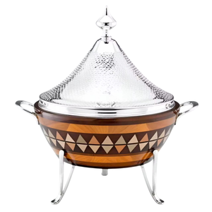 Casseroles rondes en métal avec revêtement émaillé, design oriental, couvercle durable, poignée en alliage de zinc, chauffe-plats de table - Product Image 2