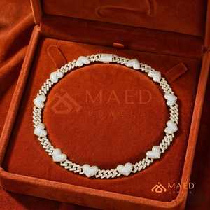 Collar de Lujo con Eslabones Cubanos y Corazón de Moissanita, Chapado en Oro de 18K, Cadena Estilo Hip Hop, Regalo de Joyería para Mujeres y Hombres - Product Image 1