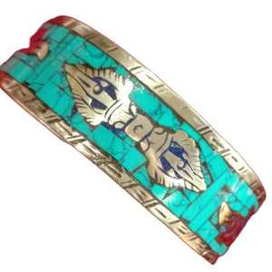 Tibetan Buddhist Religious Ritual Sign <b>Set</b> Silver Plated Alloy <b>Bangles</b>-Men's Gift - Product Image 1