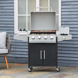 Barbecue a Gas in Acciaio da Esterno 52 Pollici con 4+1 Bruciatori, Propano Liquido, Carrello con Bruciatore Laterale e Armadietto Riscaldante - Product Image 2