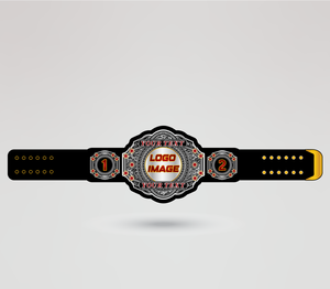 Ceinture de champion de lutte en cuir personnalisée avec quatre plaques latérales, design de logo doré, style de championnat poids lourd - Product Image 2